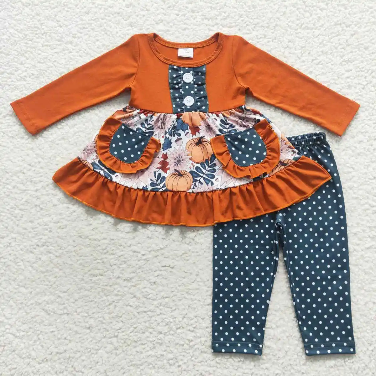 Harvest Charm Printed Two-Piece Outfit Sets for Baby & Toddler Girls