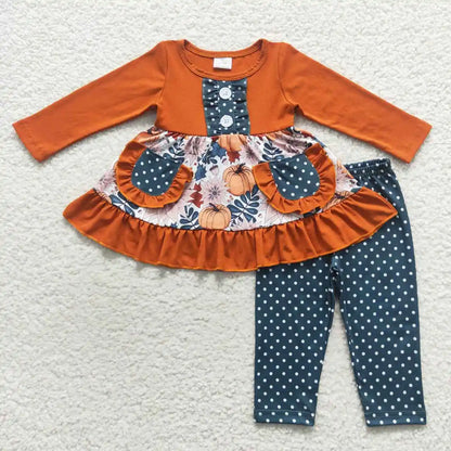 Harvest Charm Printed Two-Piece Outfit Sets for Baby & Toddler Girls