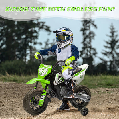 12V Electric Dirt Bike for Kids with Training Wheels & Bluetooth