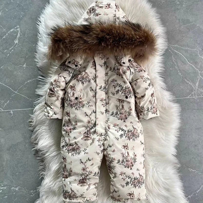 Floral Woodland Hooded Winter Snowsuit for Baby Girls