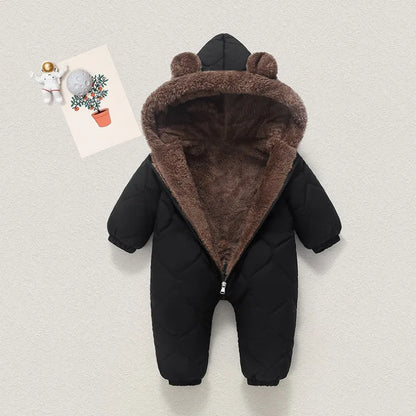 Bear-Ear Quilted Hooded Snowsuit for Babies