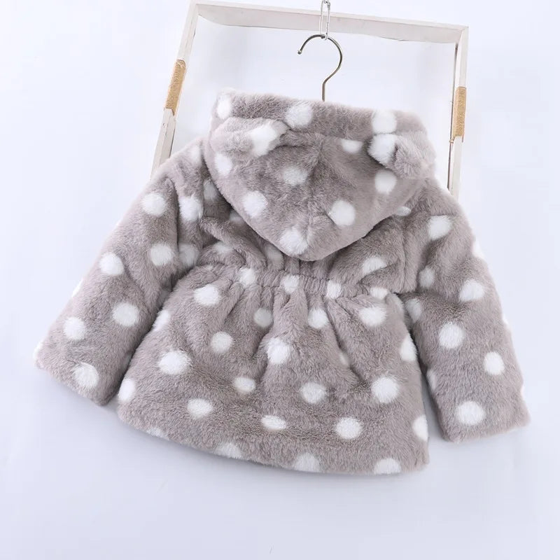 Baby Girls Sherpa Hooded Winter Coat with Pockets – Soft Plush Zip-Up Jacket