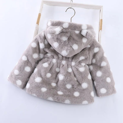 Baby Girls Sherpa Hooded Winter Coat with Pockets – Soft Plush Zip-Up Jacket