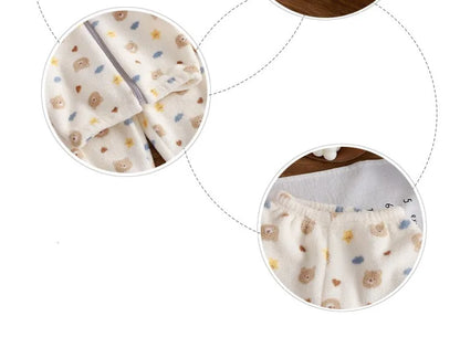 Cozy Fleece Two-Piece Lounge Set for Babies & Toddlers – Plush Cartoon Top + Matching Pants