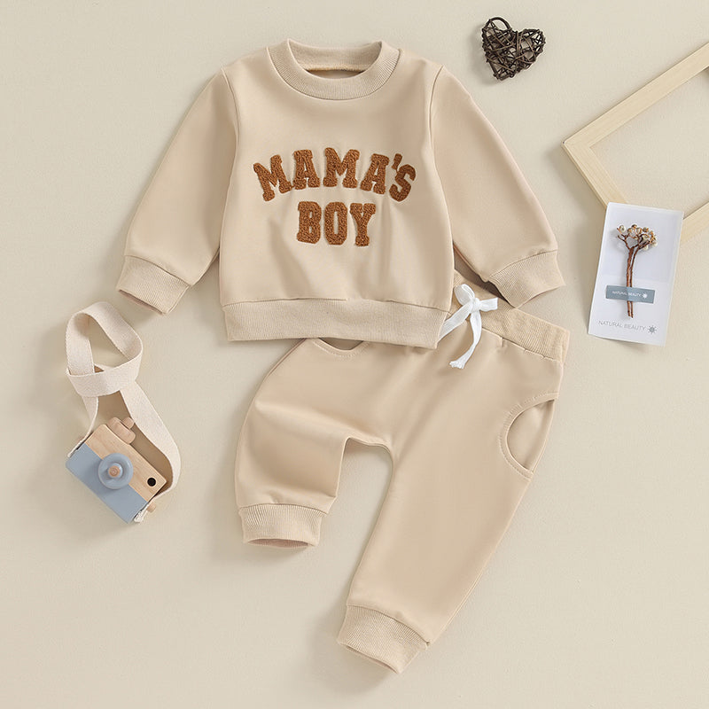 “Mama’s Boy” Baby Sweatshirt & Jogger Set – Cozy Two-Piece Outfit (0–3 Years)