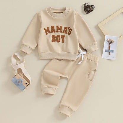 “Mama’s Boy” Baby Sweatshirt & Jogger Set – Cozy Two-Piece Outfit (0–3 Years)
