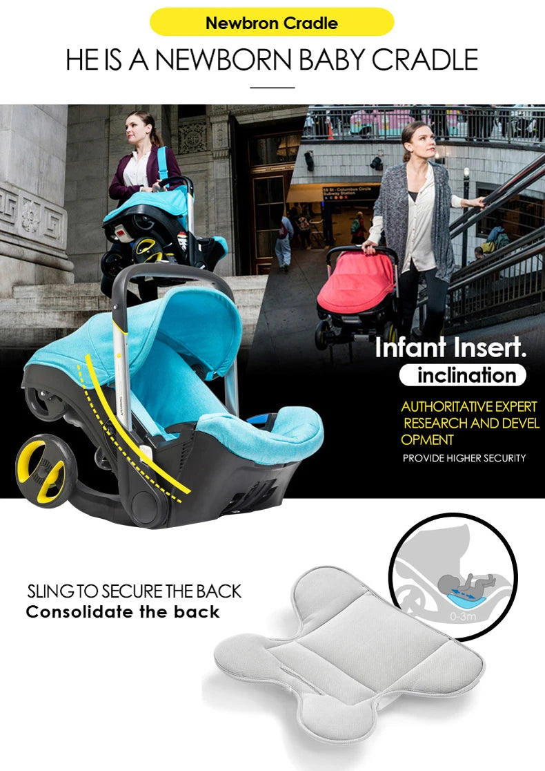 Car Seat Stroller Hybrid – 3-in-1 Infant Travel System with One-Click Wheels