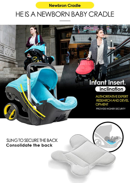 Car Seat Stroller Hybrid – 3-in-1 Infant Travel System with One-Click Wheels