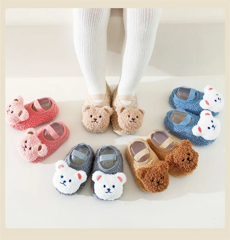 Plush Bear Baby First Walker Shoes – Soft, Non-Slip & Cozy (0–18 Months)