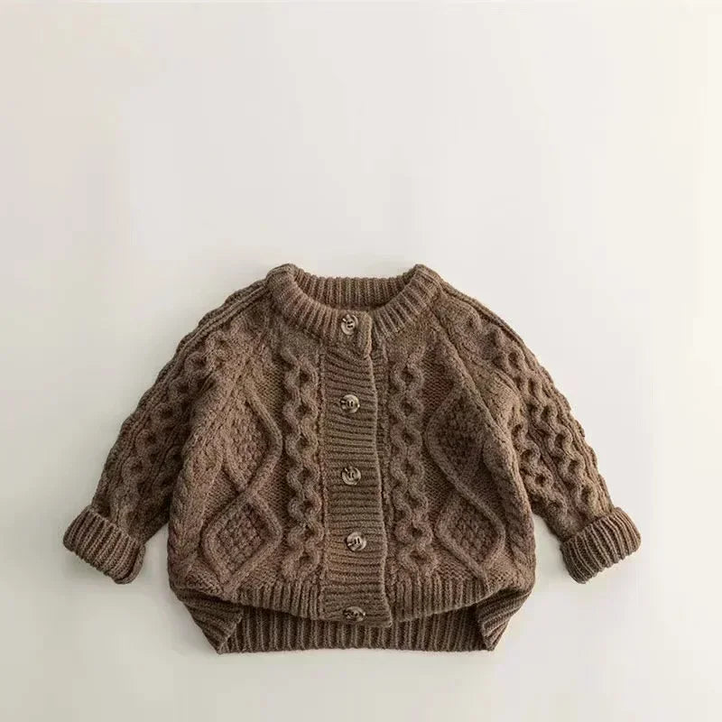 Classic Cable-Knit Cardigan – Cozy Button-Front Sweater for Kids