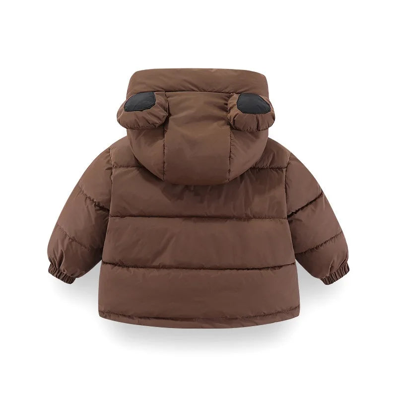 Sherpa-Lined Bear Ear Puffer Coat for Kids