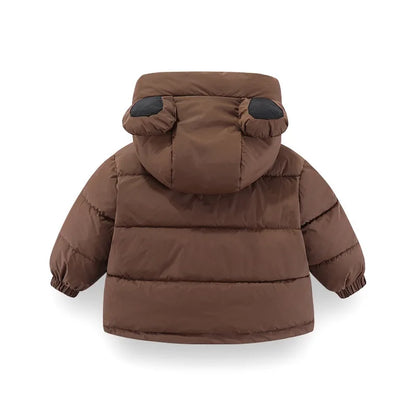 Sherpa-Lined Bear Ear Puffer Coat for Kids