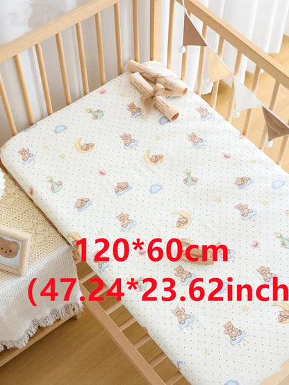Playful Teddy Bear & Animal Print Cotton Crib Fitted Sheet