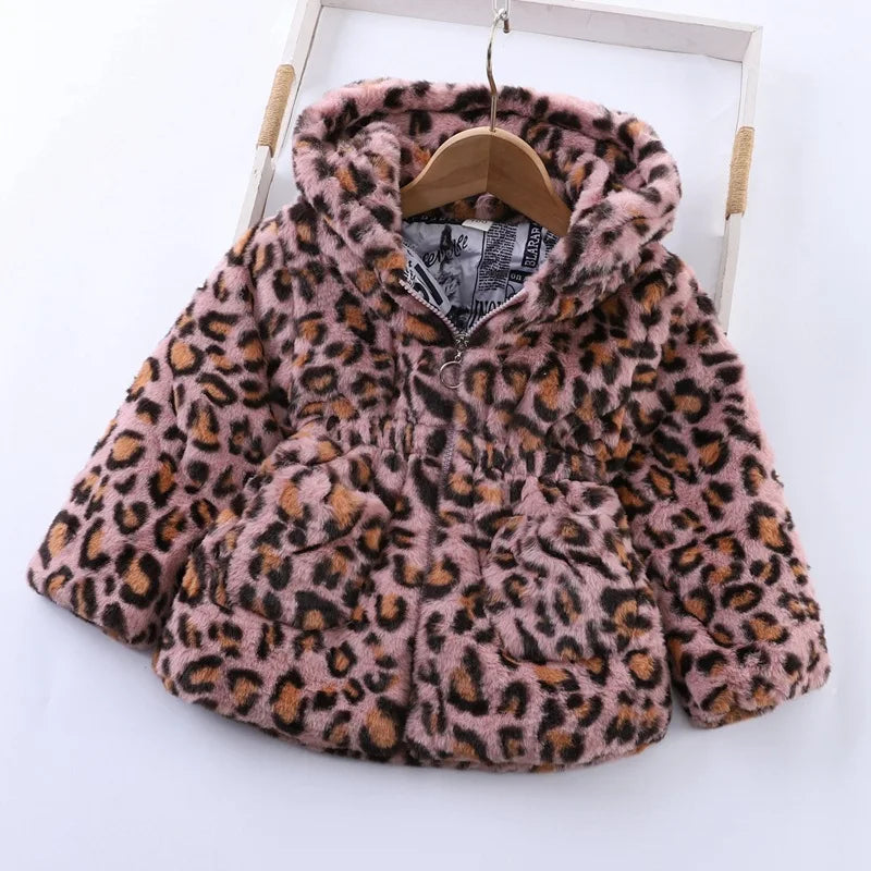Baby Girls Sherpa Hooded Winter Coat with Pockets – Soft Plush Zip-Up Jacket