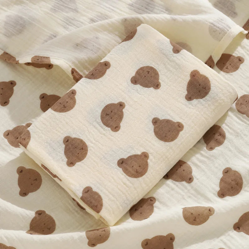 Playful Heart & Animal Print Cotton Muslin Baby Blanket
