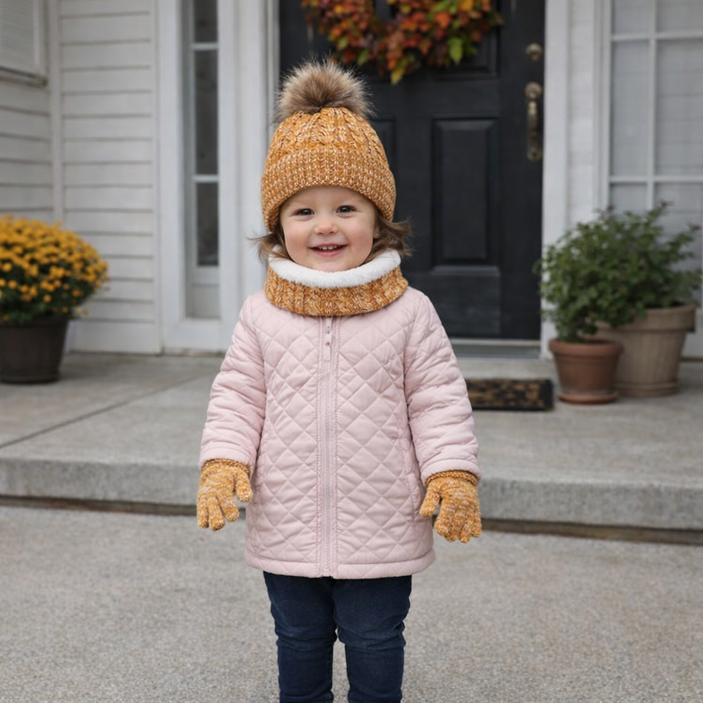 Soft-Knit Pom Pom Winter Trio: Cozy Beanie, Plush Infinity Scarf & Gloves Set