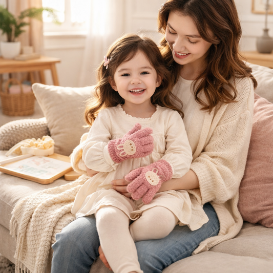Soft Cartoon Winter Gloves for Toddlers (Ages 1–3)