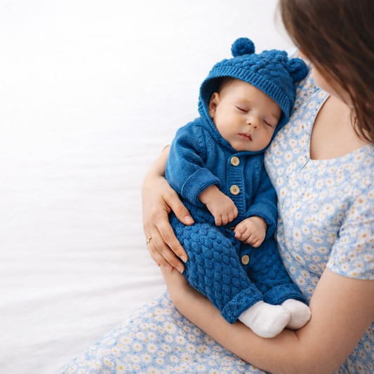 Baby Hooded Knitted Bear Romper – Cozy Button-Front Jumpsuit for Newborns & Toddlers
