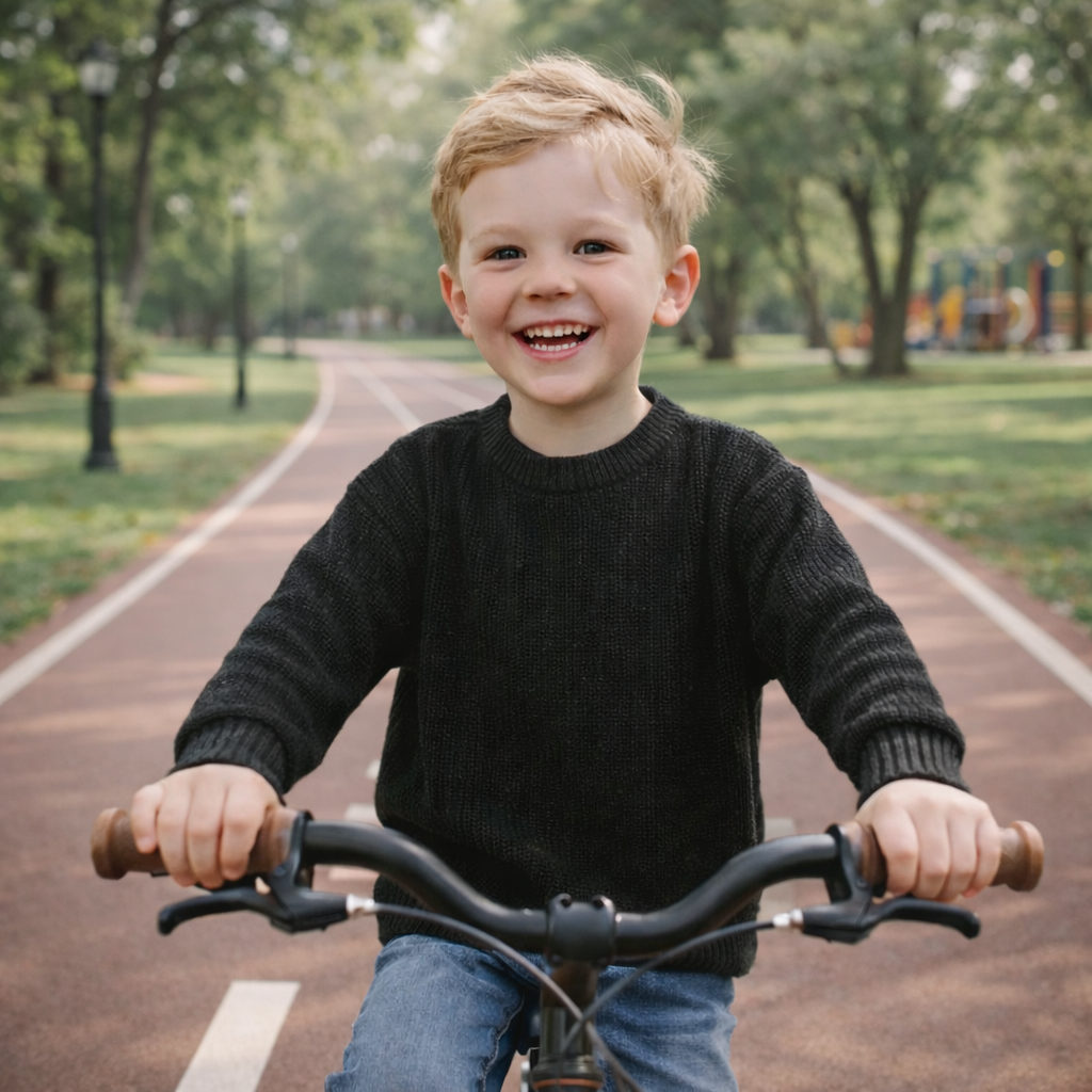 Solid Color Cotton Knit Sweater for Kids – Soft Fall & Winter Pullover