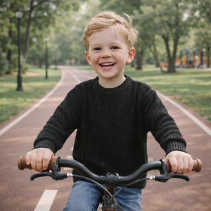 Solid Color Cotton Knit Sweater for Kids – Soft Fall & Winter Pullover
