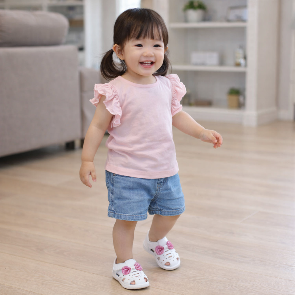 Baby Girl Sound-Activated Sandals with Soft Sole – Cute First Walkers