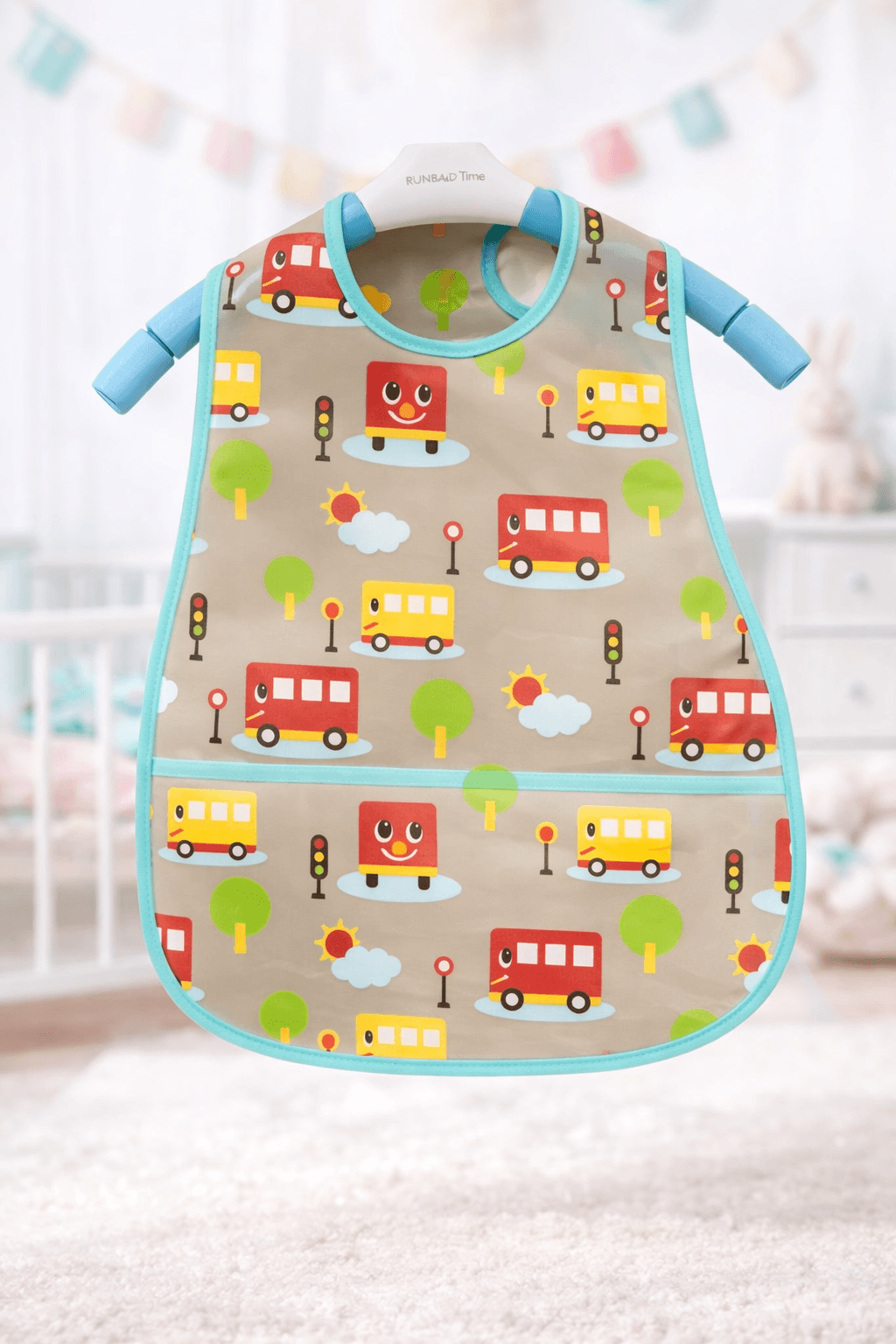Waterproof EVA Baby Bib – Wipe-Clean Cartoon Print Feeding Bib for Babies & Toddlers