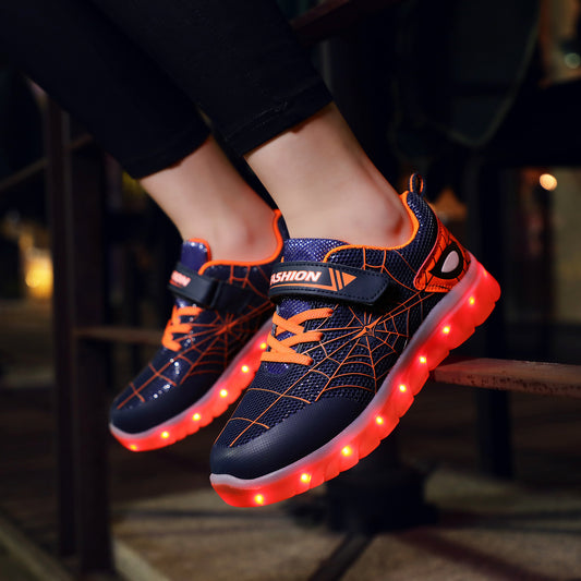 Kids LED Light-Up Sneakers with Hook & Loop Strap