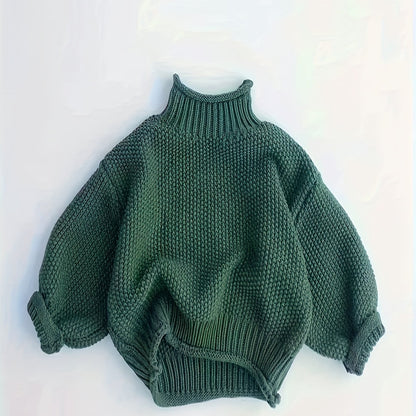 Kids High-Neck Knit Pullover Sweater (100% Polyester)