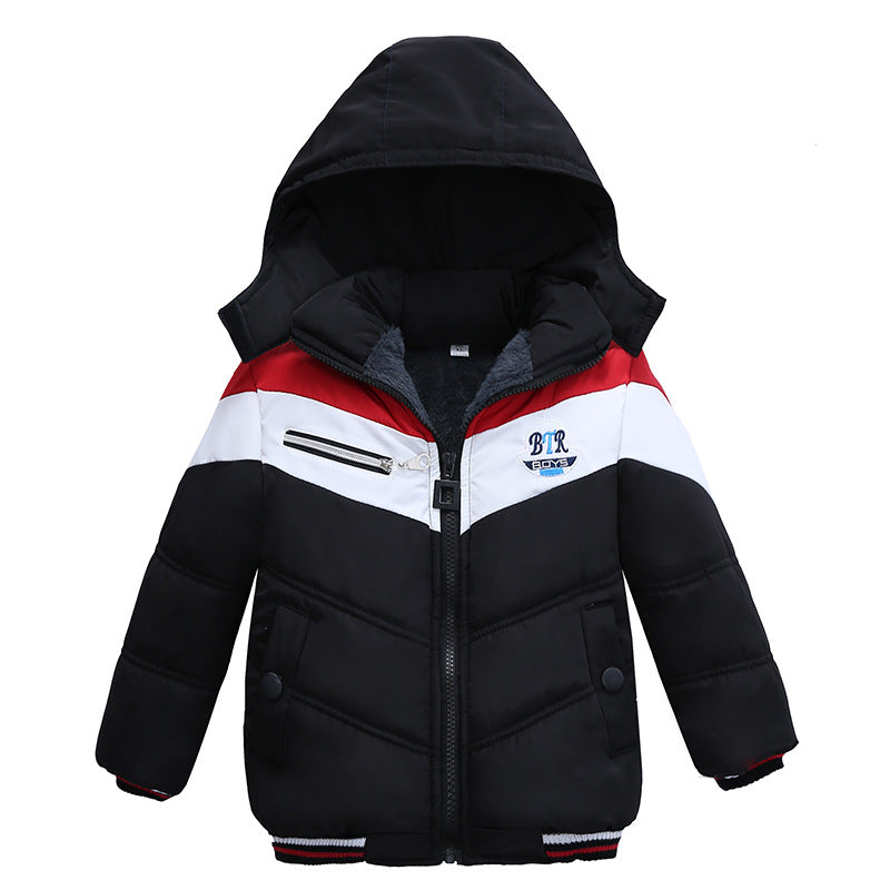 Boys Hooded Puffer Jacket (Warm Padded) – Winter Zip-Up Coat for Kids