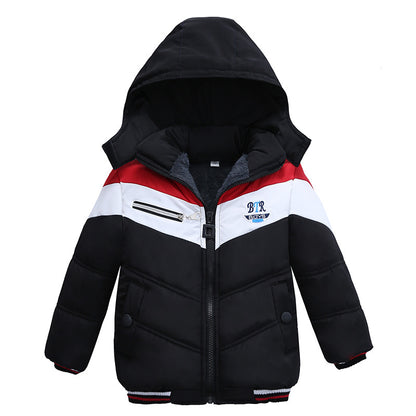 Boys Hooded Puffer Jacket (Warm Padded) – Winter Zip-Up Coat for Kids