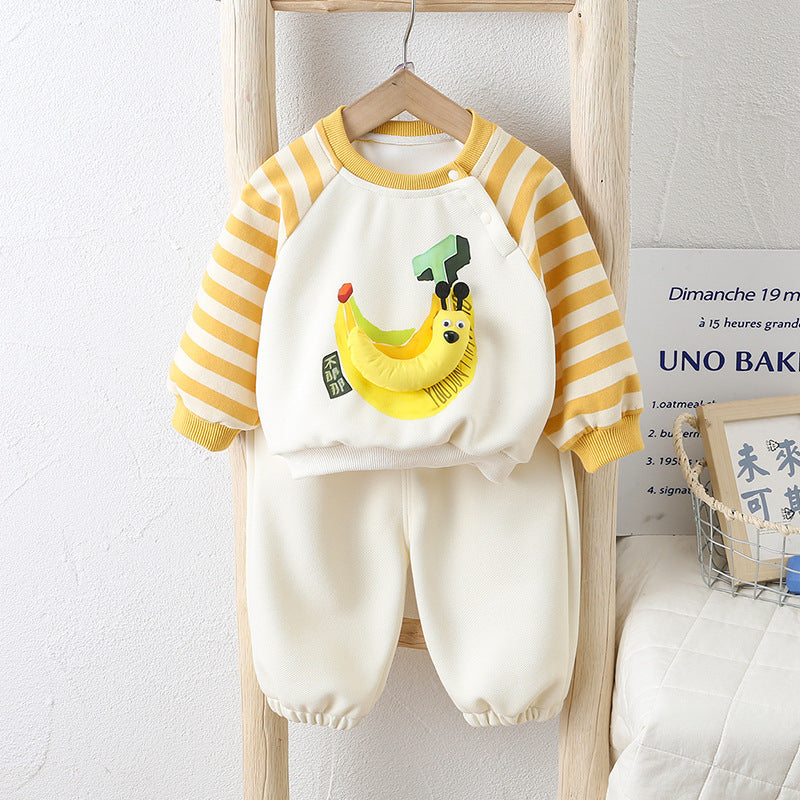 Baby & Toddler Animal Print 2-Piece Cotton Set | Sweatshirt & Pants in Playful Cartoon Designs