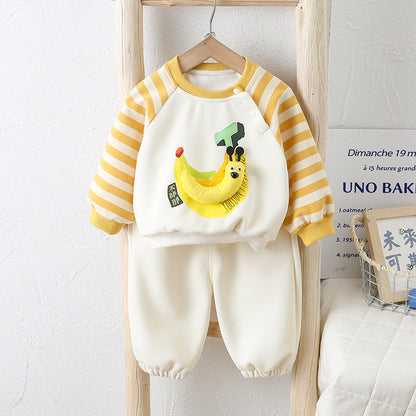 Baby & Toddler Animal Print 2-Piece Cotton Set | Sweatshirt & Pants in Playful Cartoon Designs