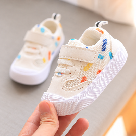 Color-Dash Mesh Velcro First Walker Sneakers