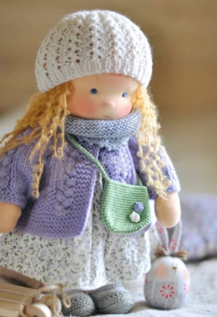 Handmade Curly Girl Plush Doll – 30cm Velvet Stuffed Toy with Clothes