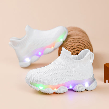 Kids’ Ultra-Light LED Knit Sneakers – Breathable, Soft-Soled & Glow-Step Design
