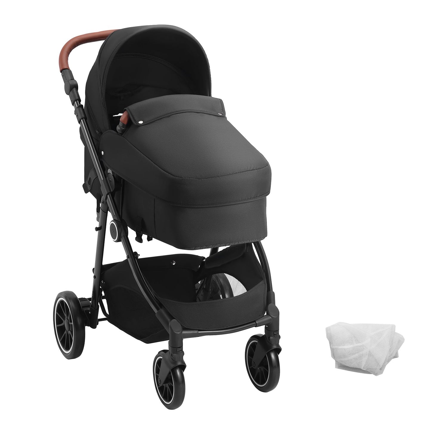 Reversible Baby Stroller with Bassinet & Reclining Seat – Foldable Travel Stroller for Newborns to Toddlers