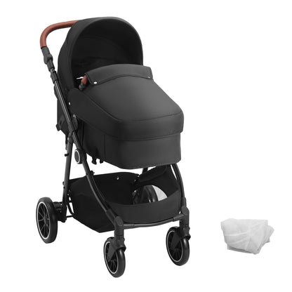 Reversible Baby Stroller with Bassinet & Reclining Seat – Foldable Travel Stroller for Newborns to Toddlers