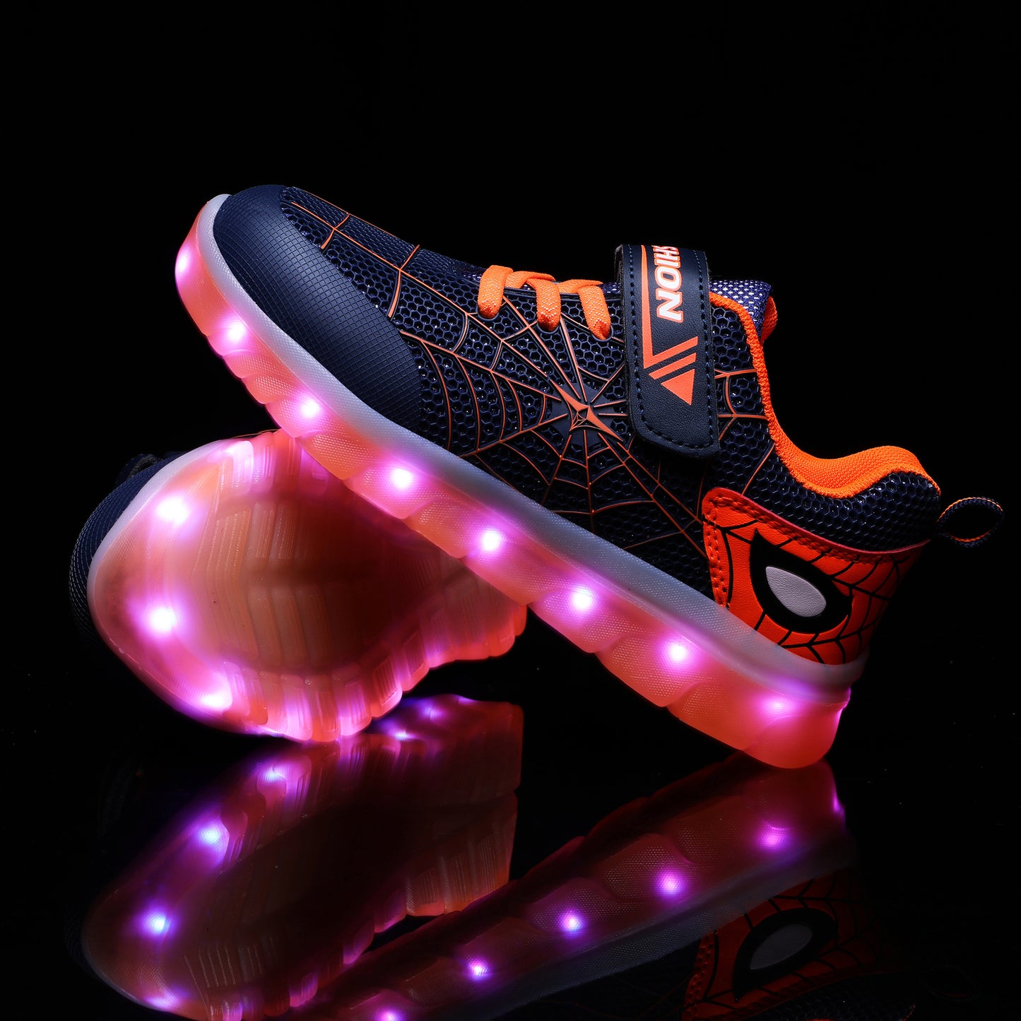 Kids LED Light-Up Sneakers with Hook & Loop Strap