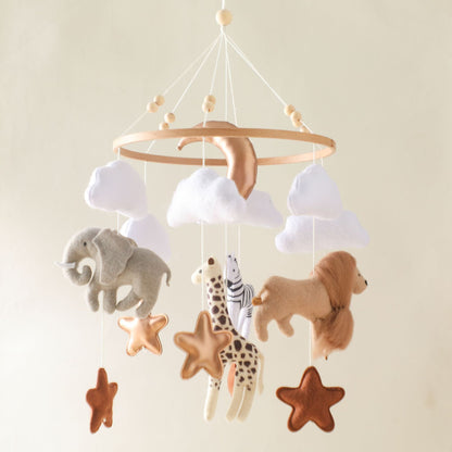 Felt Forest Animal & Moon Crib Wind Chime – Hand-Eye Coordination Toy