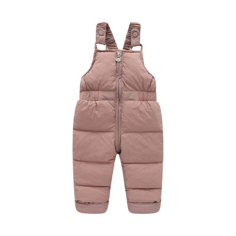 Kids Puffer Bib Overalls  – Zip Front, Solid Color