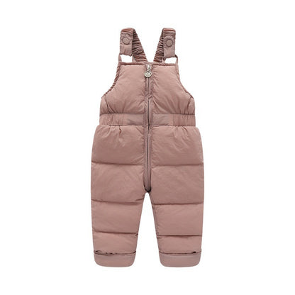 Kids Puffer Bib Overalls  – Zip Front, Solid Color