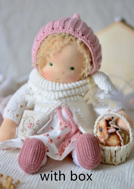 Handmade Curly Girl Plush Doll – 30cm Velvet Stuffed Toy with Clothes
