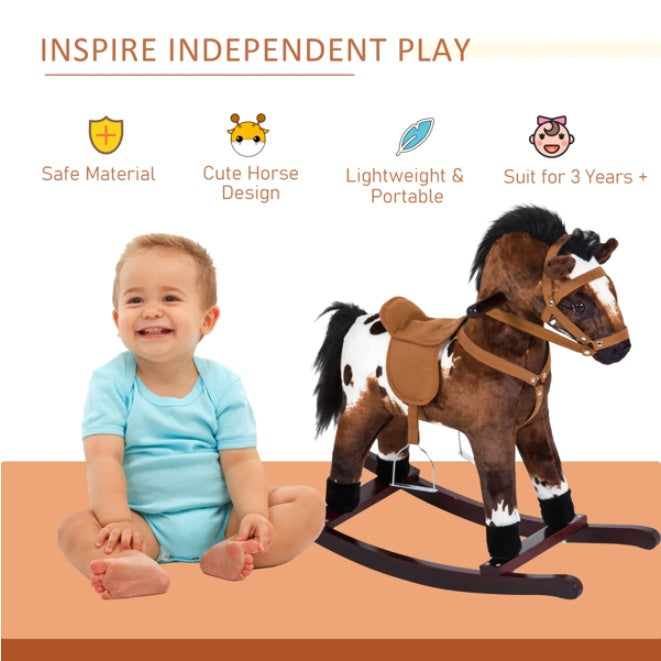 Kids Rocking Horse Plush Toy with Sound – Ages 3+