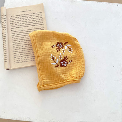 arigold Floral Embroidered Muslin Romper & Bonnet Set – Baby Girl