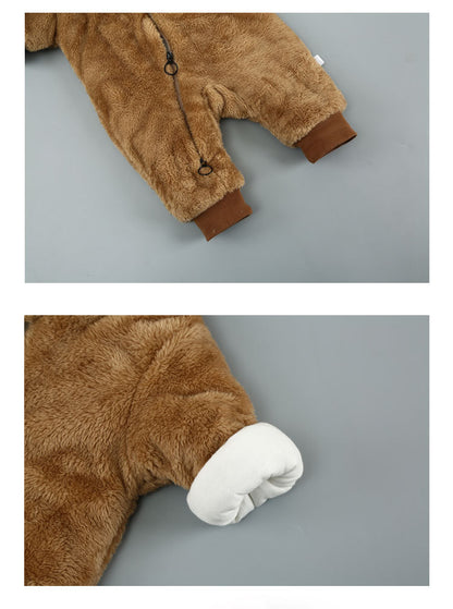 Cozy Bear Hooded Baby Romper – Plush Winter Onesie for Newborns & Toddlers