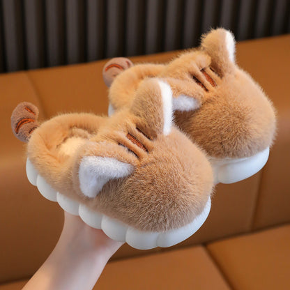 Kids Cozy Kitten Slippers – Soft Plush Indoor Slippers with Thick Sole