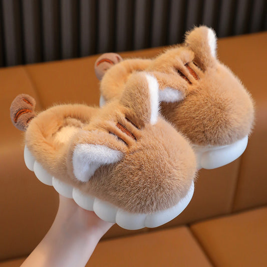 Kids Cozy Kitten Slippers – Soft Plush Indoor Slippers with Thick Sole