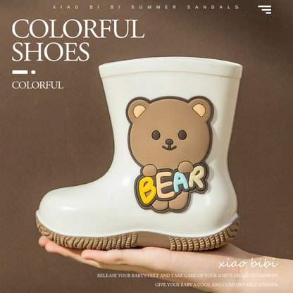 Kids’ Cute Bear Rain Shoes – Waterproof, Non-Slip PVC Boots for Toddlers & Little Kids