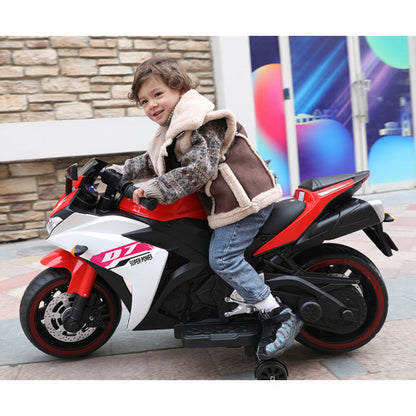 12V Kids Electric Motorcycle Ride-On Toy with Training Wheels