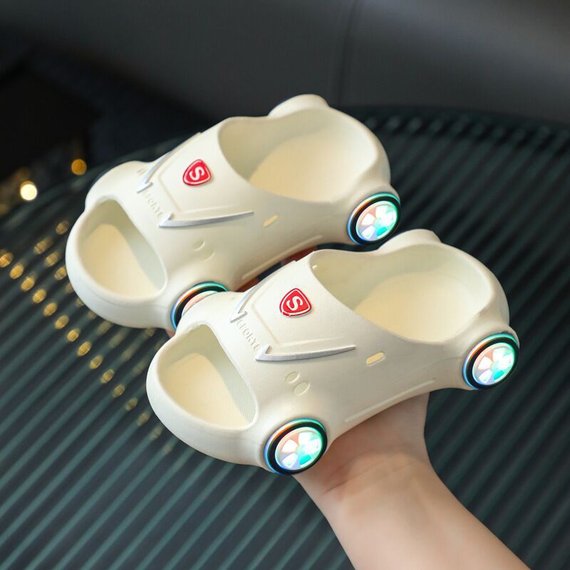 Light-Up Race Car Slide Sandals for Kids – Soft Sole Non-Slip Summer Slippers for Toddlers & Big Kids